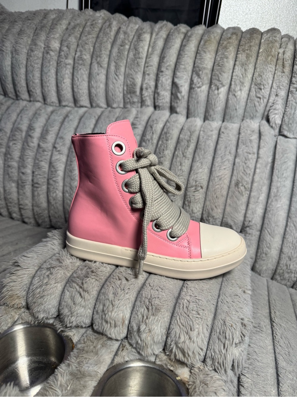 Women's High-Top Pink Sneaker with Cream Toe